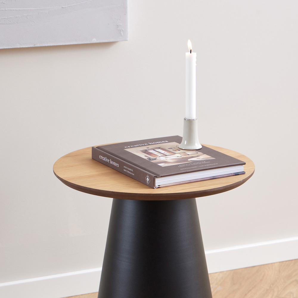 Florence Soli Round Black and Oak Coffee Table Image 5