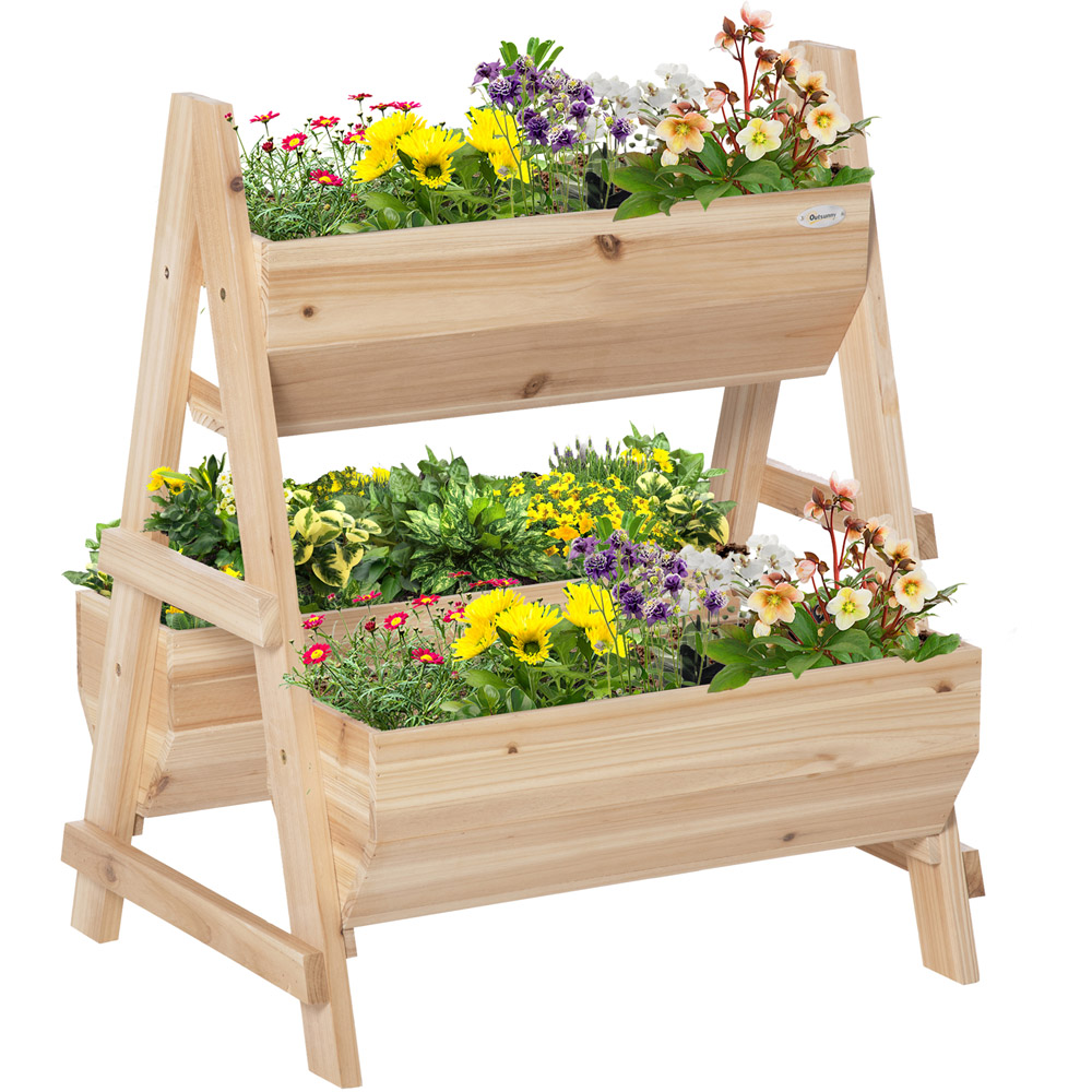 Outsunny Wooden Raised Garden Bed Planter Box with Stand for Vegetables and Flowers Image 1