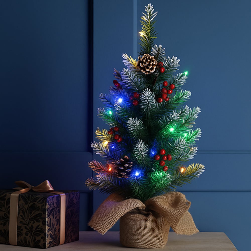 Marco Paul Multicolour LED Pre-Lit Artificial Christmas Tree with Berry and Pinecone 2ft Image 4
