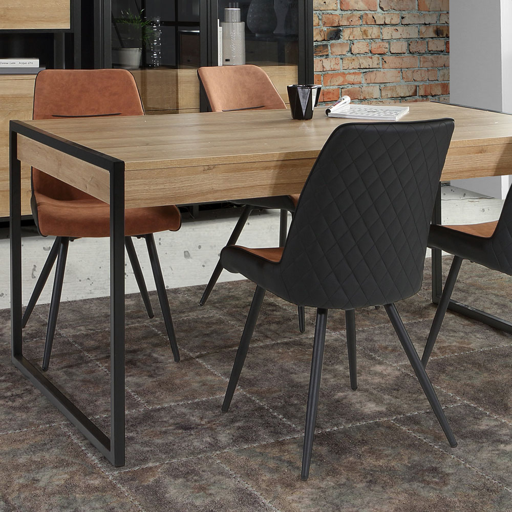 Florence High Rock 4 Seater Dinning Table Matt Black and Riviera Oak Image 7