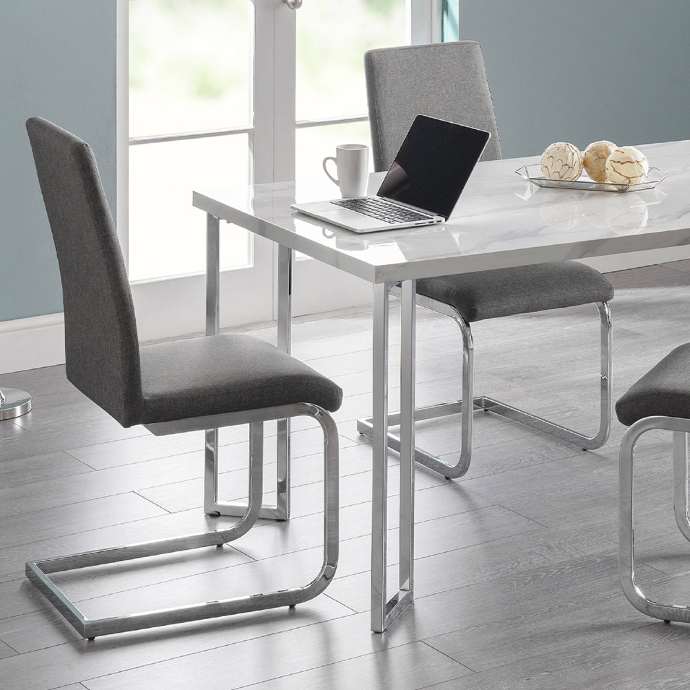 Julian Bowen Roma Set of 2 Slate Grey Cantilever Dining Chairs Image 1