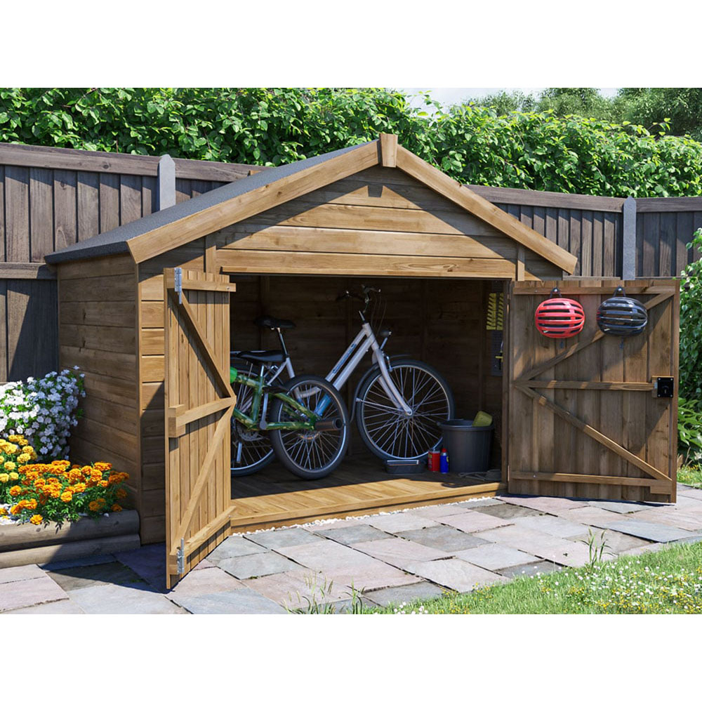 Dunster House Overlord 8 x 4ft Brown Superfelt Apex Modular Bike Shed Image 2