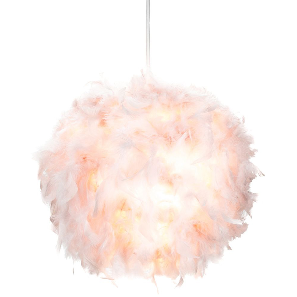 Happy Homewares Small Pink Feather Decorated Pendant Shade Image 4