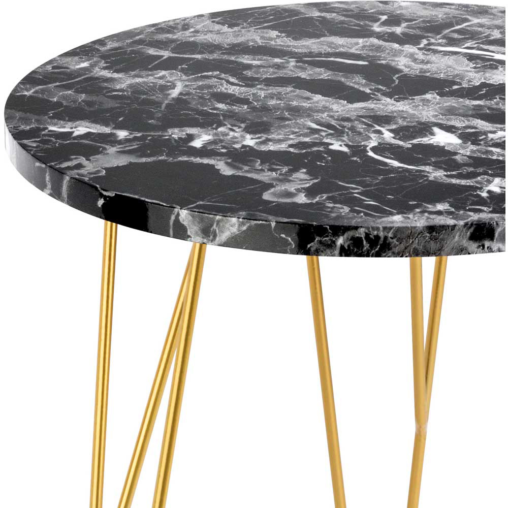 Fusion Black Faux Marble Top Side Table Image 3