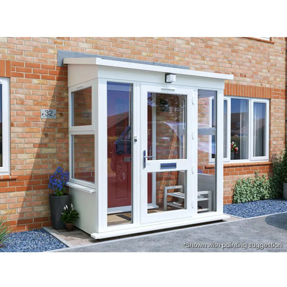 Dunster House Composite AddPorch White uPVC Superfelt Right Hand Door and Windows 2000 x 1000mm Image 2