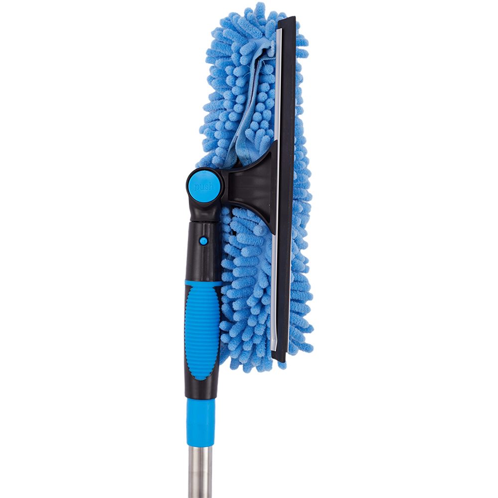 Living and Home Light Blue Extendable Window Cleaning Squeegee Tool with Scrubber Image 6