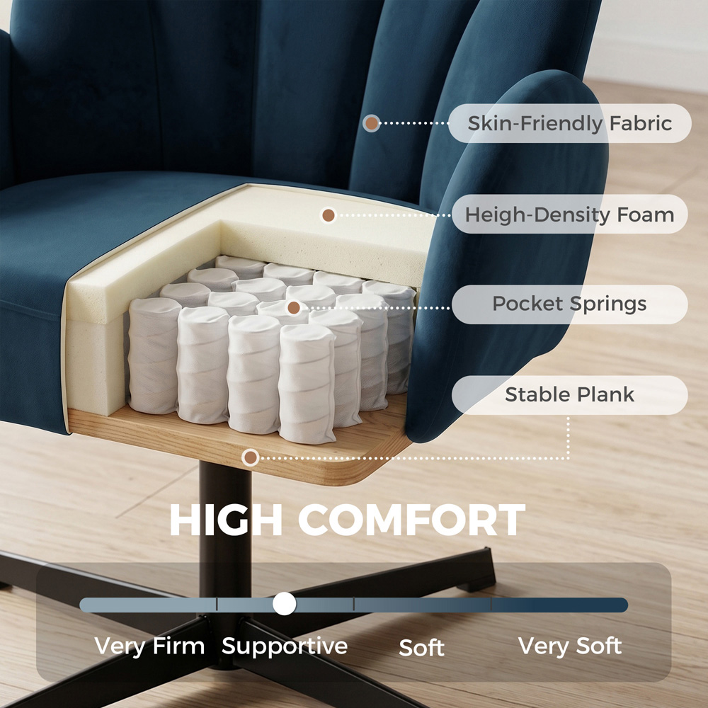 HOMCOM Dark Blue Modern Swivel Accent Chair Image 7