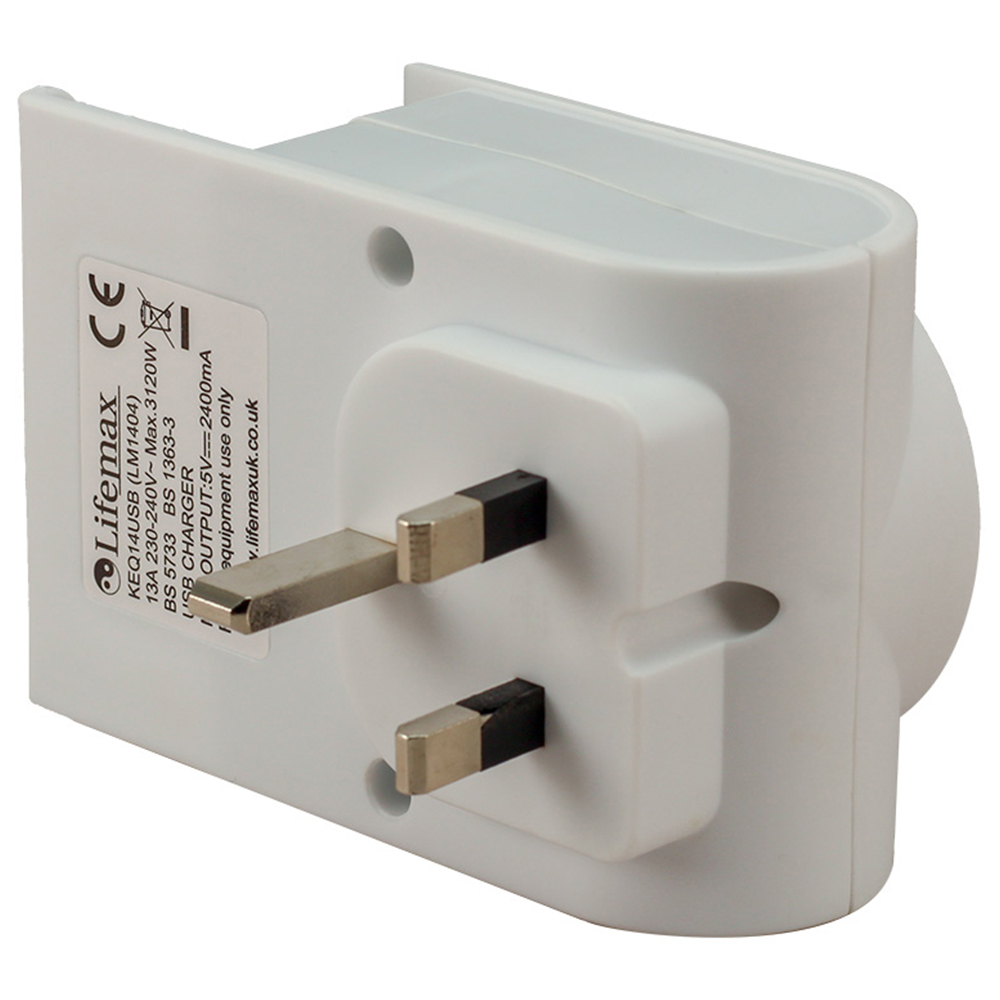 Lifemax Plug Through USB Charger Image 4