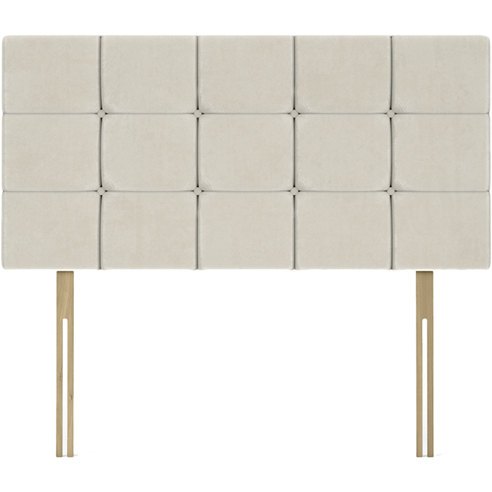 Bedmaster King Size Cream Naples Velvet Pearl Squared Headboard Image 2