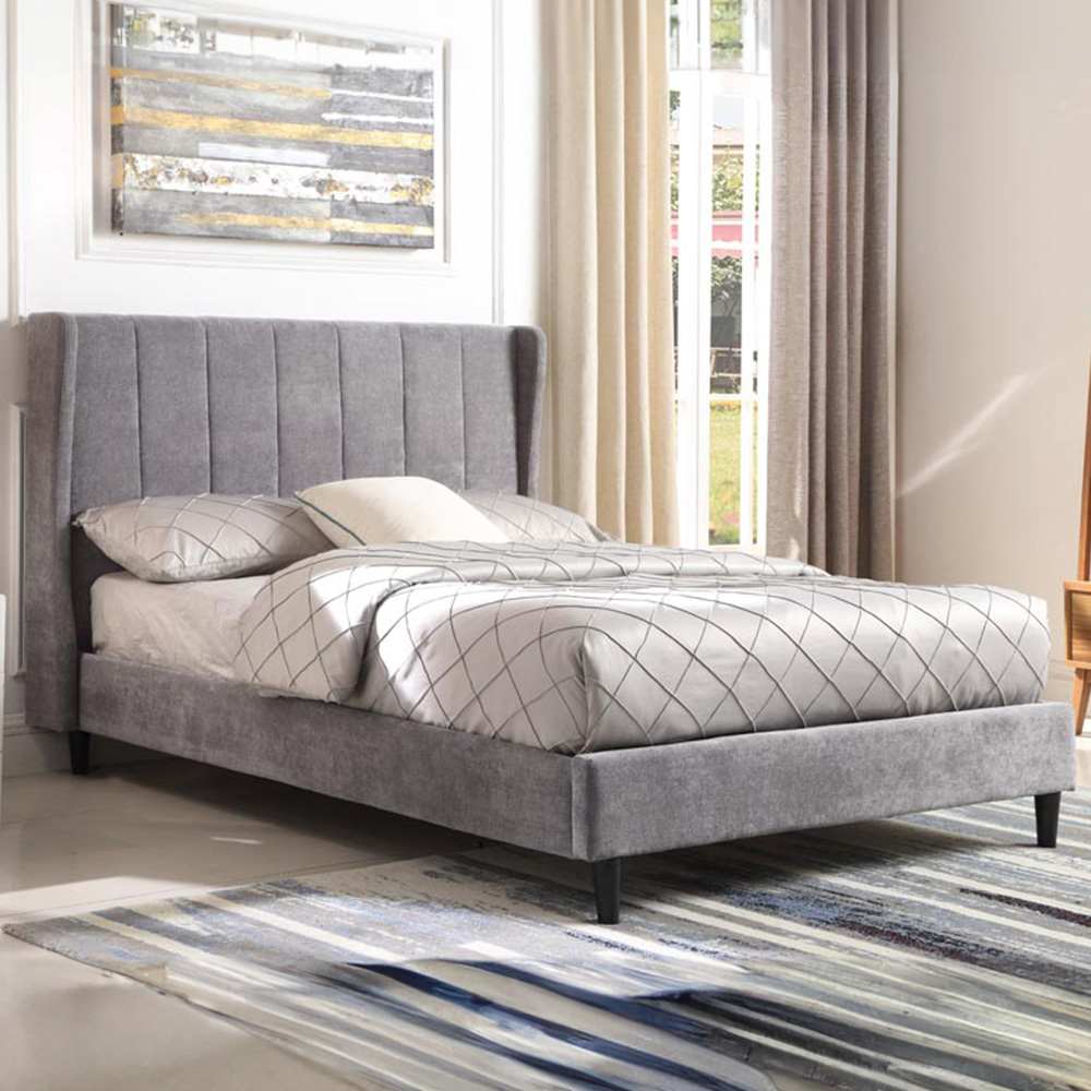Seconique King Size Amelia Dark Grey Velvet Bed Frame Image 1