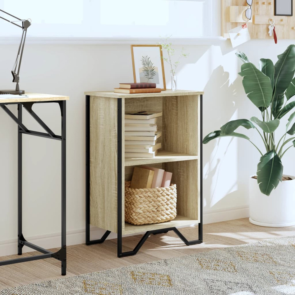 vidaXL 2 Shelf Sonoma Oak Small Bookcase Image 8