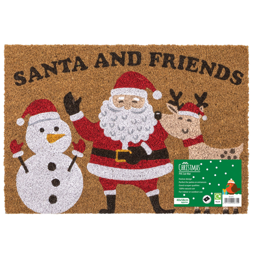 JVL Christmas Santa and Friends Coir Non Slip Entrance Doormat 40 x 58cm Image 7