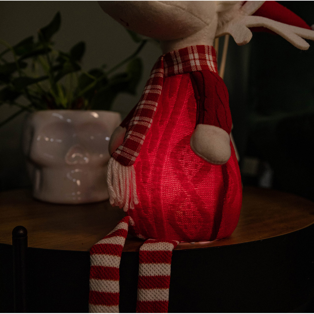 Samuel Alexander Red and White Dangly Legs Reindeer LED Christmas Decoration 54cm Image 3