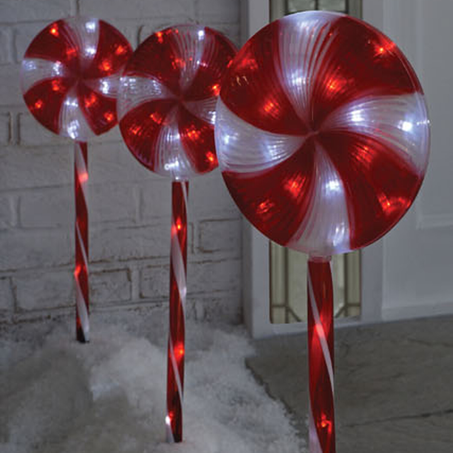 Lollypop Christmas Red Stake Lights 3 Pack Image 1