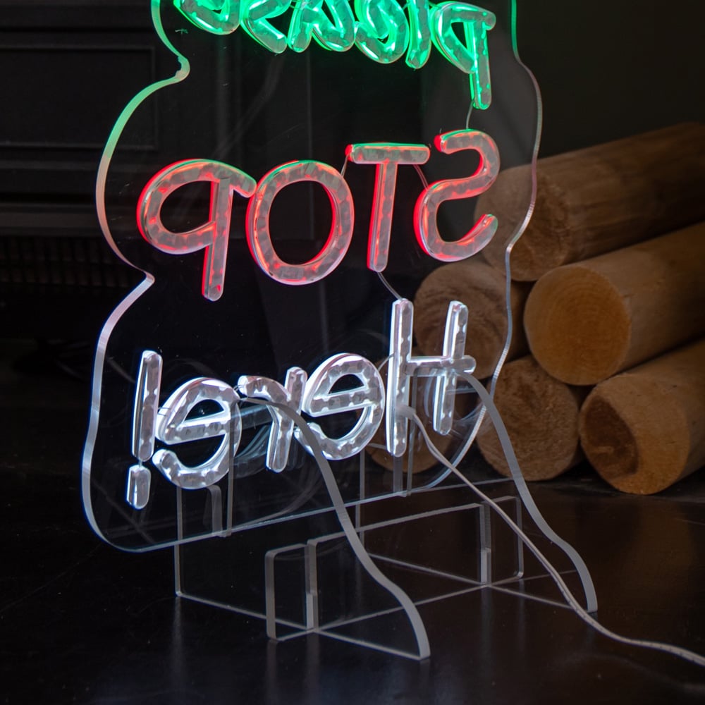 Samuel Alexander Red Green and White LED Santa Please Stop Here Neon Sign 35 x 26cm Image 9