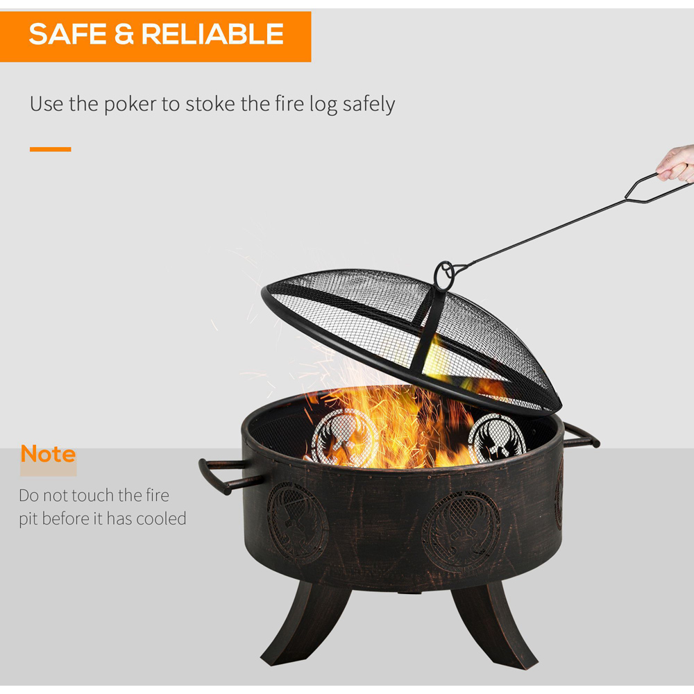 Outsunny Bronze Round Patio Fire Pit with Cover Wilko