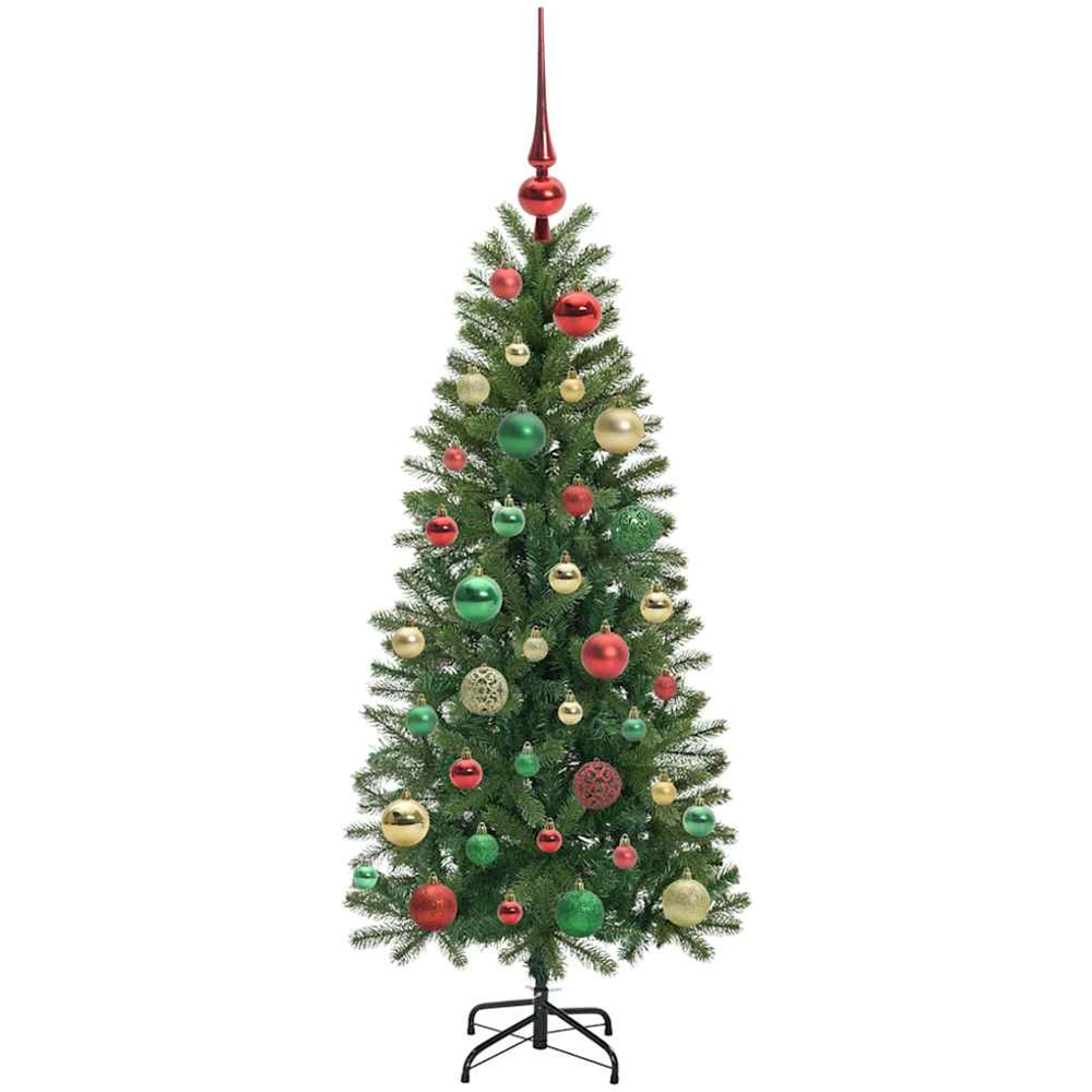 vidaXL Pre-Lit Multicolour Baubles Green Artificial Christmas Tree 4ft Image 5