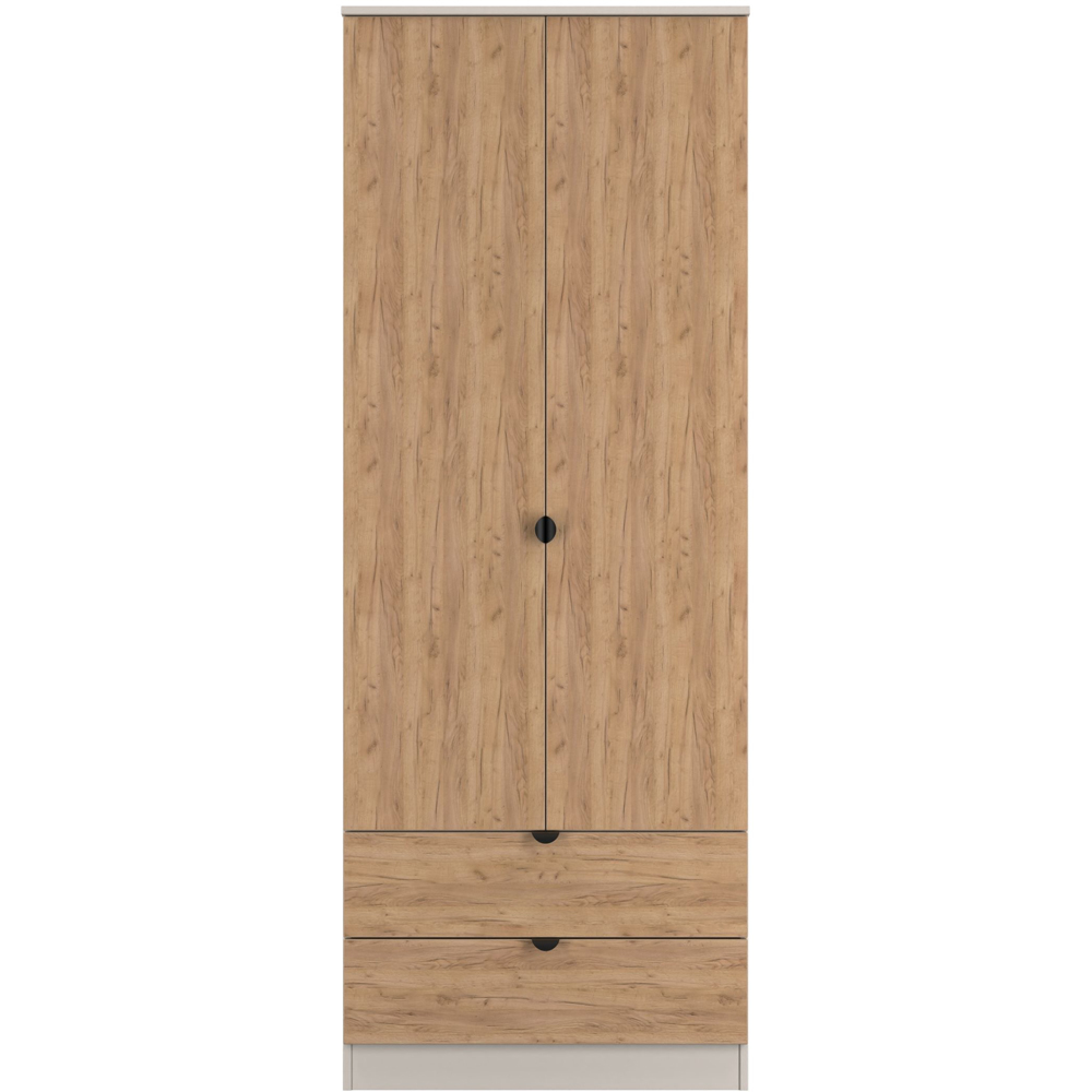 Crowndale Bora 2 Door 2 Drawer Gold Oak and Kashmir Tall Double Wardrobe Image 2