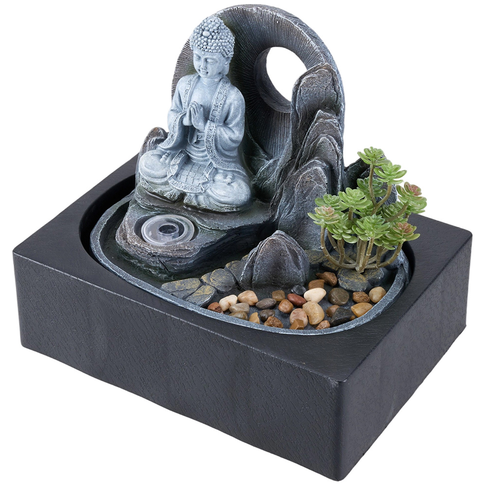 Living and Home LED Light Buddha Sculpture Tabletop Water Fountain Image 1