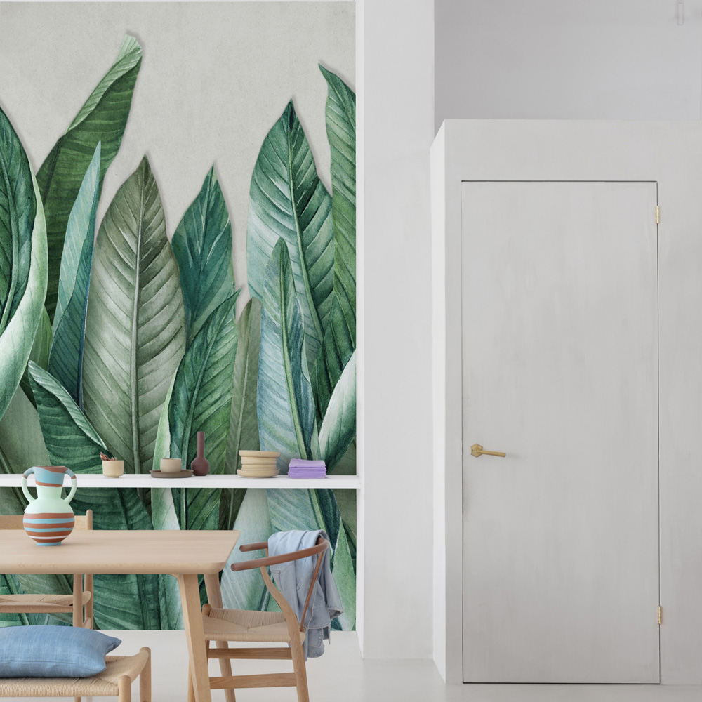 Grandeco Banana Leaf Green 3 Lane Wall Mural Image 4