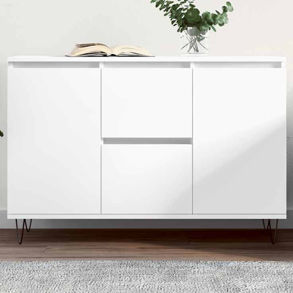 vidaXL 2 Door 2 Drawer White Sideboard Image 1