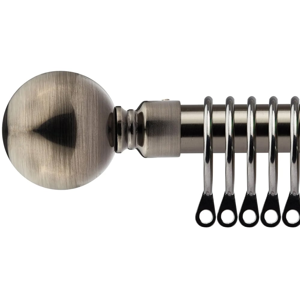 New Edge Blinds 120-210cm Extendable Black Silk Sphere Metal Curtain Pole Image