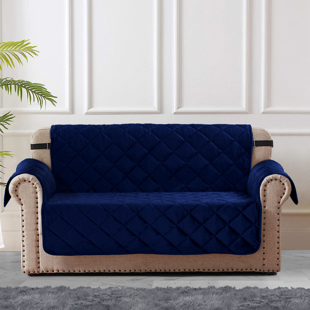 Homerepublic Luna 3 Seater Navy Matte Velvet Water-Repellent Sofa Protector Image 3