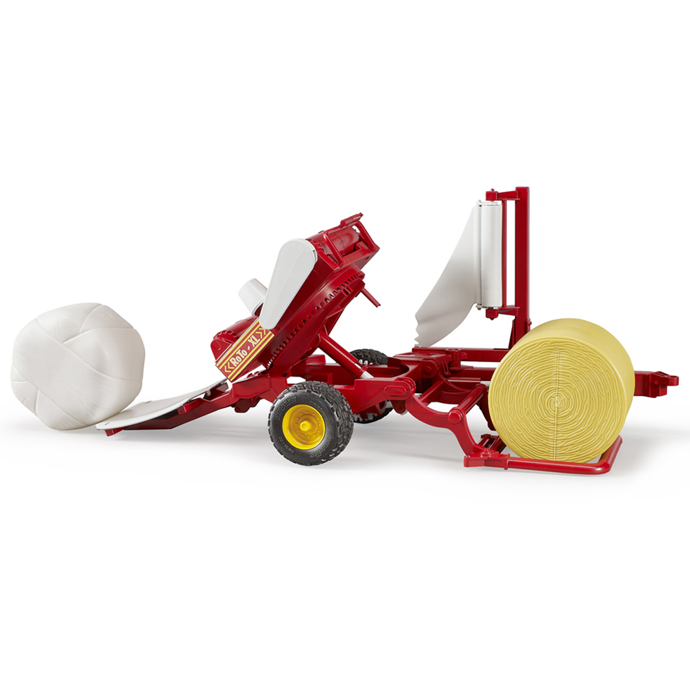 Bruder Kids Bale Wrapper Playset Model with Ochre and White Round Bales Image 6