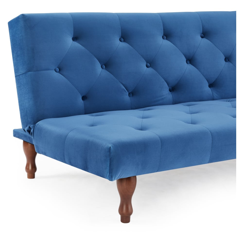 Home Detail Newell Small Double Sleeper Blue Velvet Sofa Bed Image 5