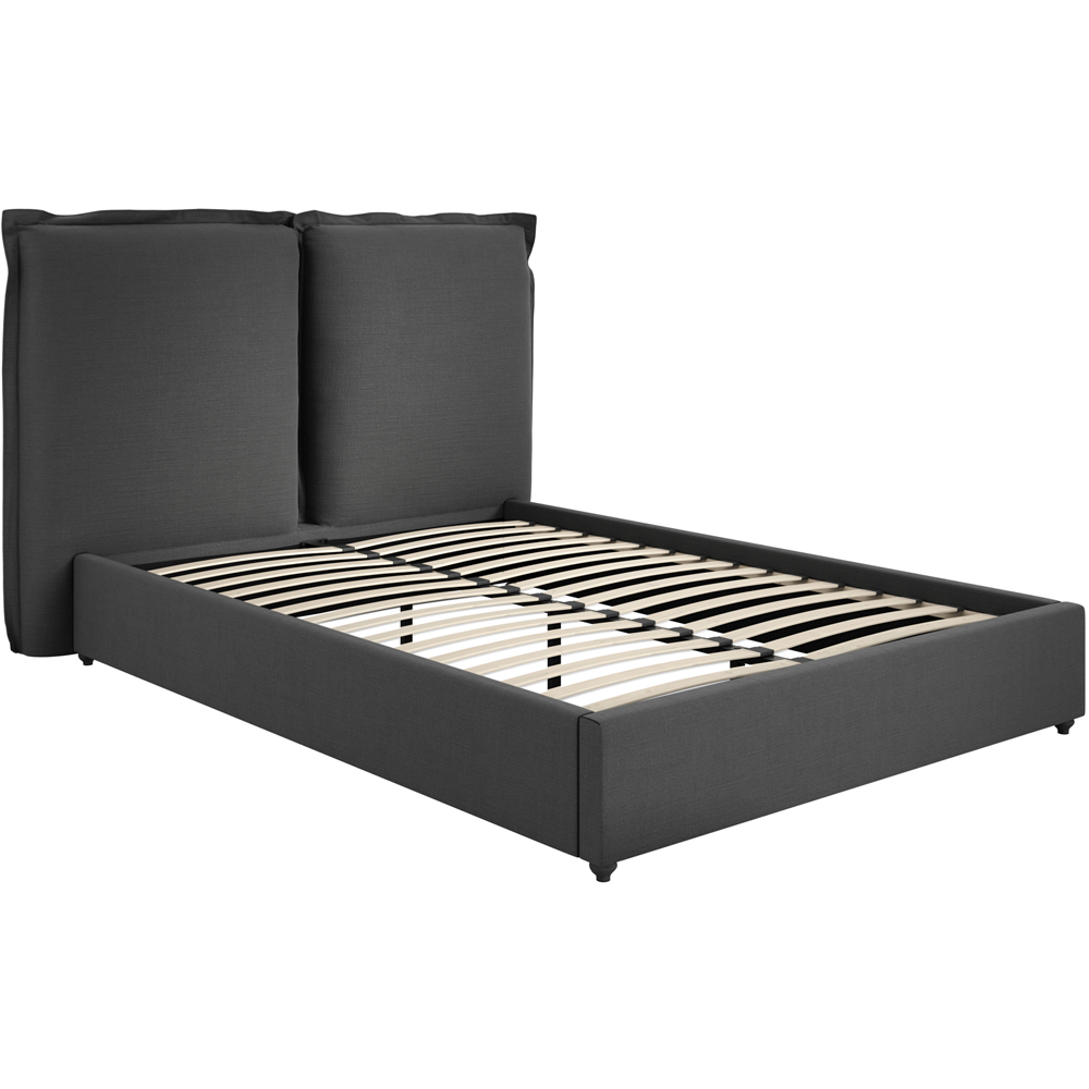 LPD Home Sunday Deep Grey King Size Linen Blend Fabric Bed with Pillow-Style Headboard Image 2