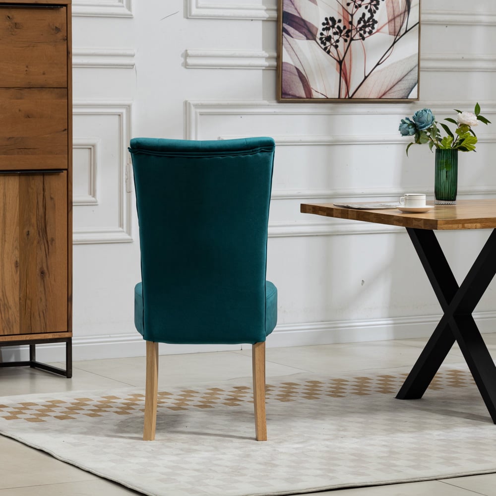 Artemis Home Pienza Set of 2 Teal Velvet Dining Chairs Image 6