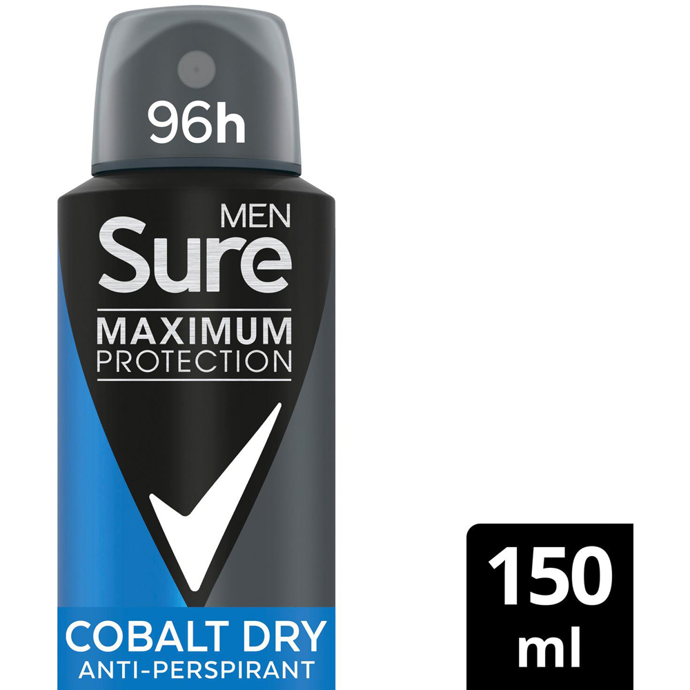 Sure Men 96H Protection Anti-Perspirant Cobalt Dry Deodorant 150ml 24 Pack Image 7