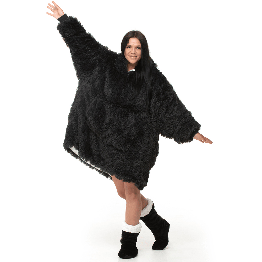 Velosso Fluffy Fleece Hoodie Oversize Alaska Black Image 2