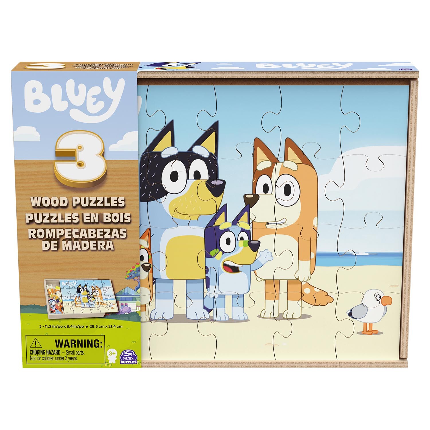 Spin Master Bluey Wooden Puzzles 3 Pack Image 1