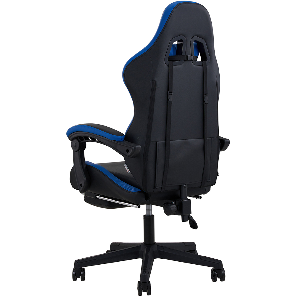Living and Home Blue and Black Fabric Gaming Chair with Footrest Image 6