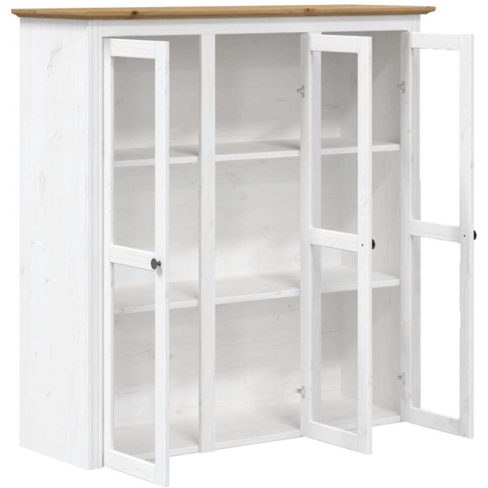 vidaXL 6 Door 3 Drawer White and Brown Solid Pine Wood Glass Highboard Image 5