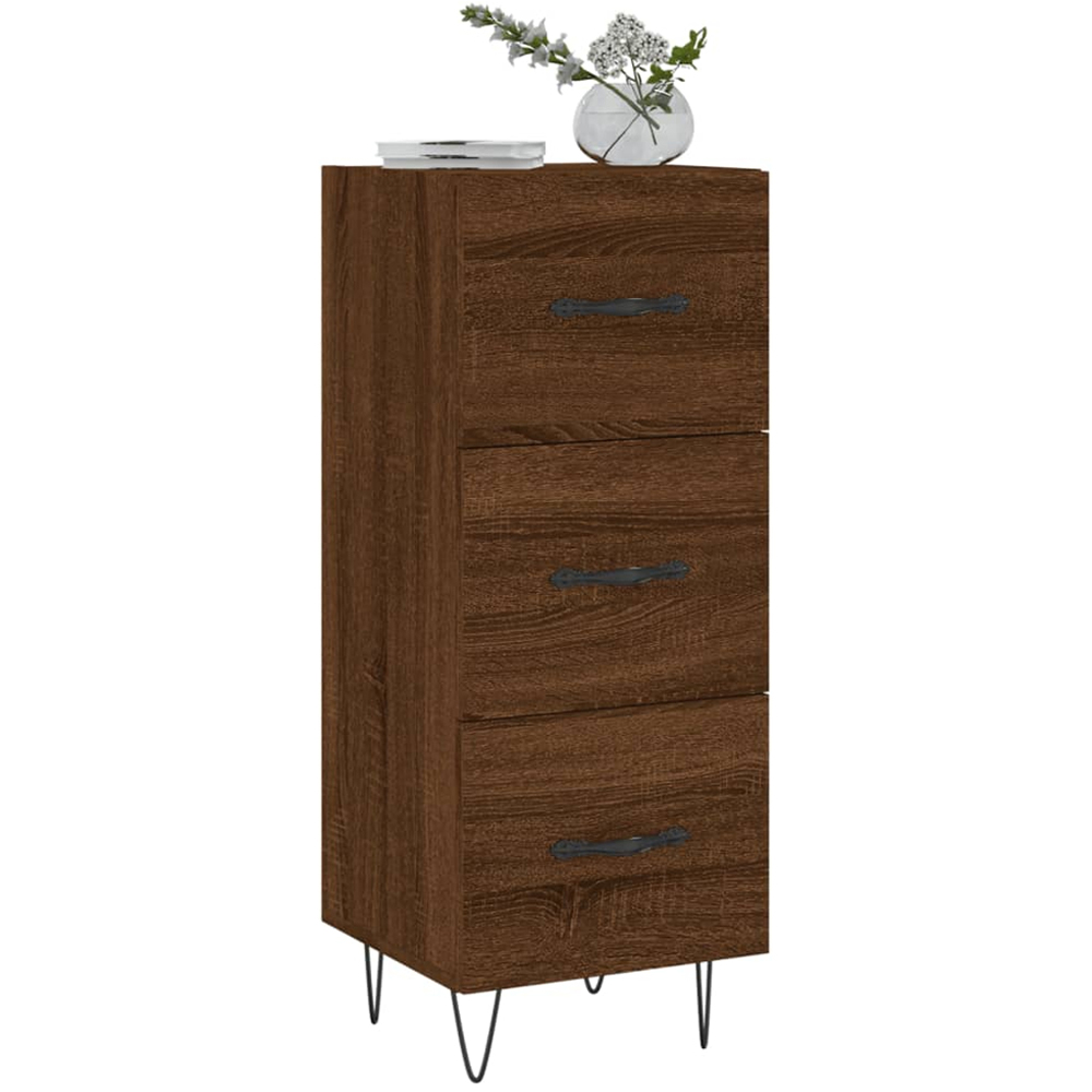 vidaXL 3 Drawer Brown Oak Sideboard Image 3