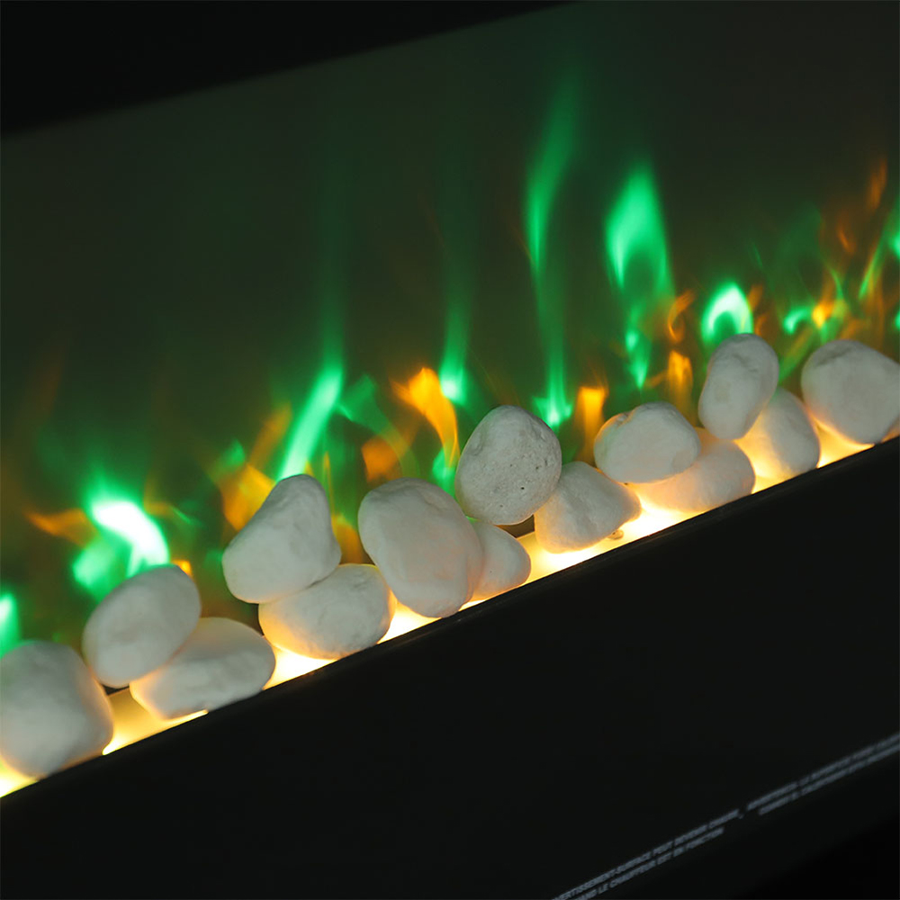 Living and Home Black Wide Frame Electric Fireplace with Stand Image 5