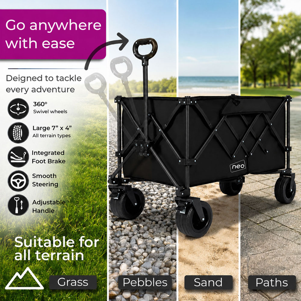 Neo Direct 300L Black Heavy Duty Folding Garden Trolley Cart Image 7