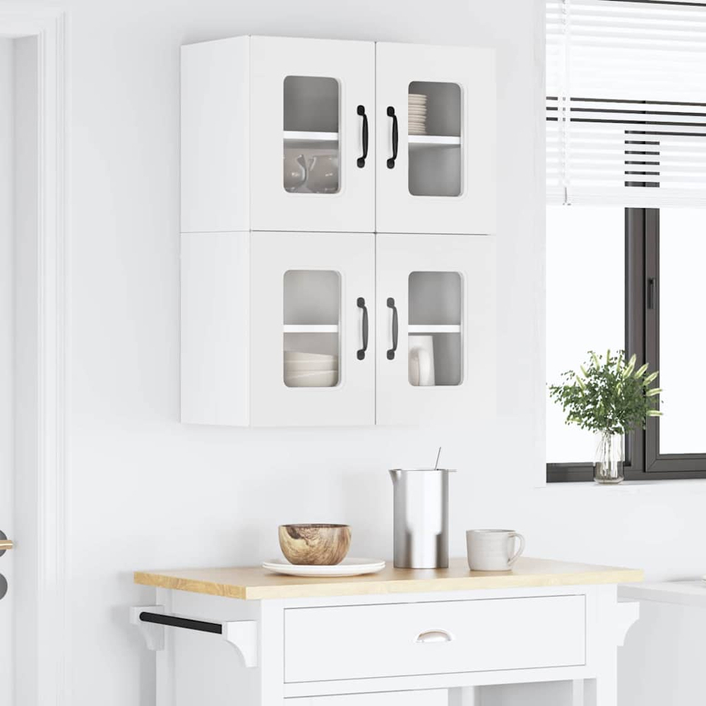 vidaXL Kalmar 2 Door White Wall Kitchen Cabinet 2 Pack Image 9