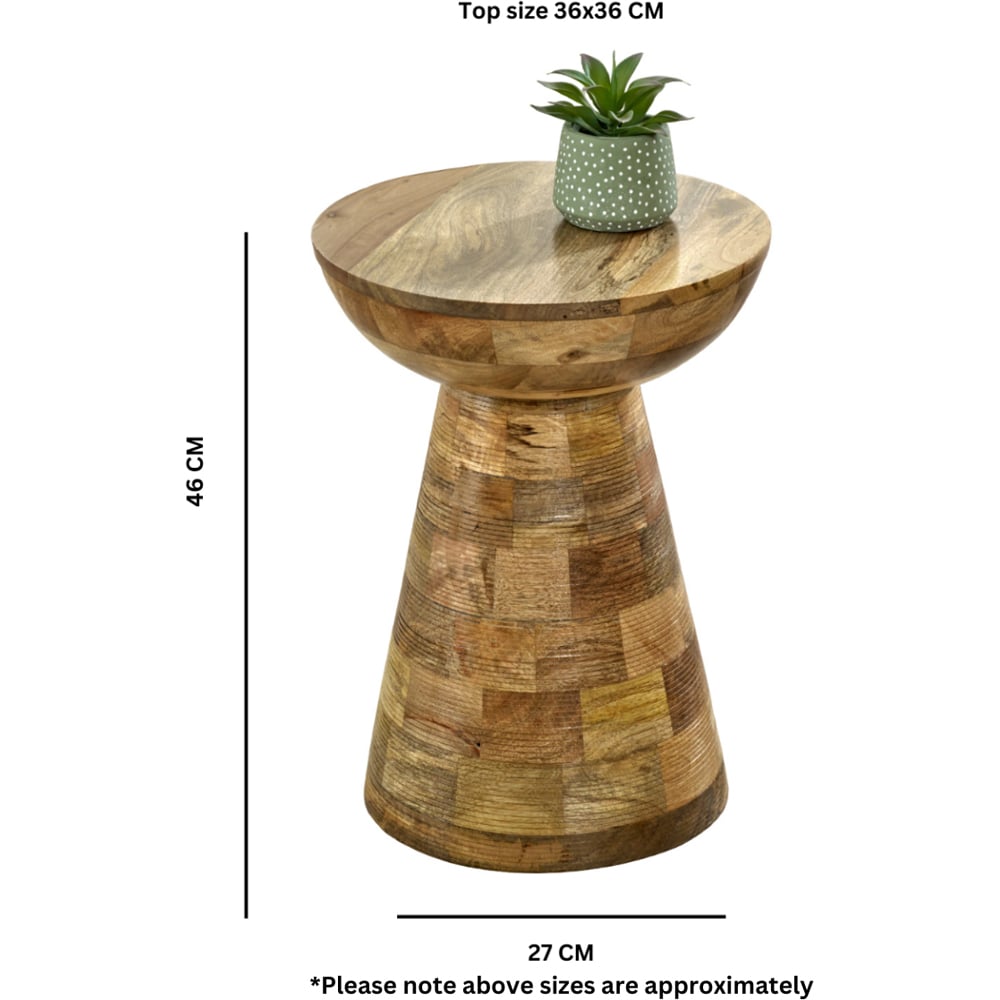 Brooklyn Mushroom Style Solid Wood Round Side Table Image 7