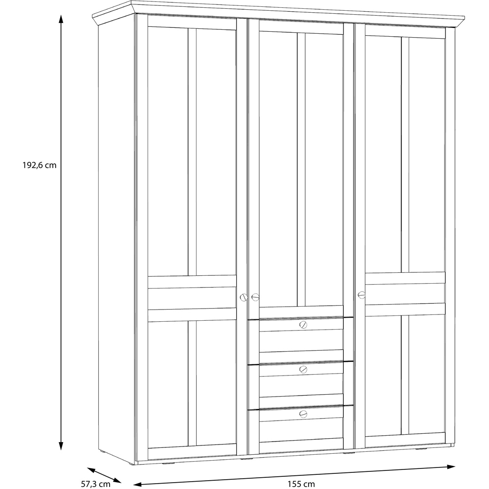 Florence Illopa 3 Door 3 Drawer Nelson and Snowy Oak Wardrobe Image 8