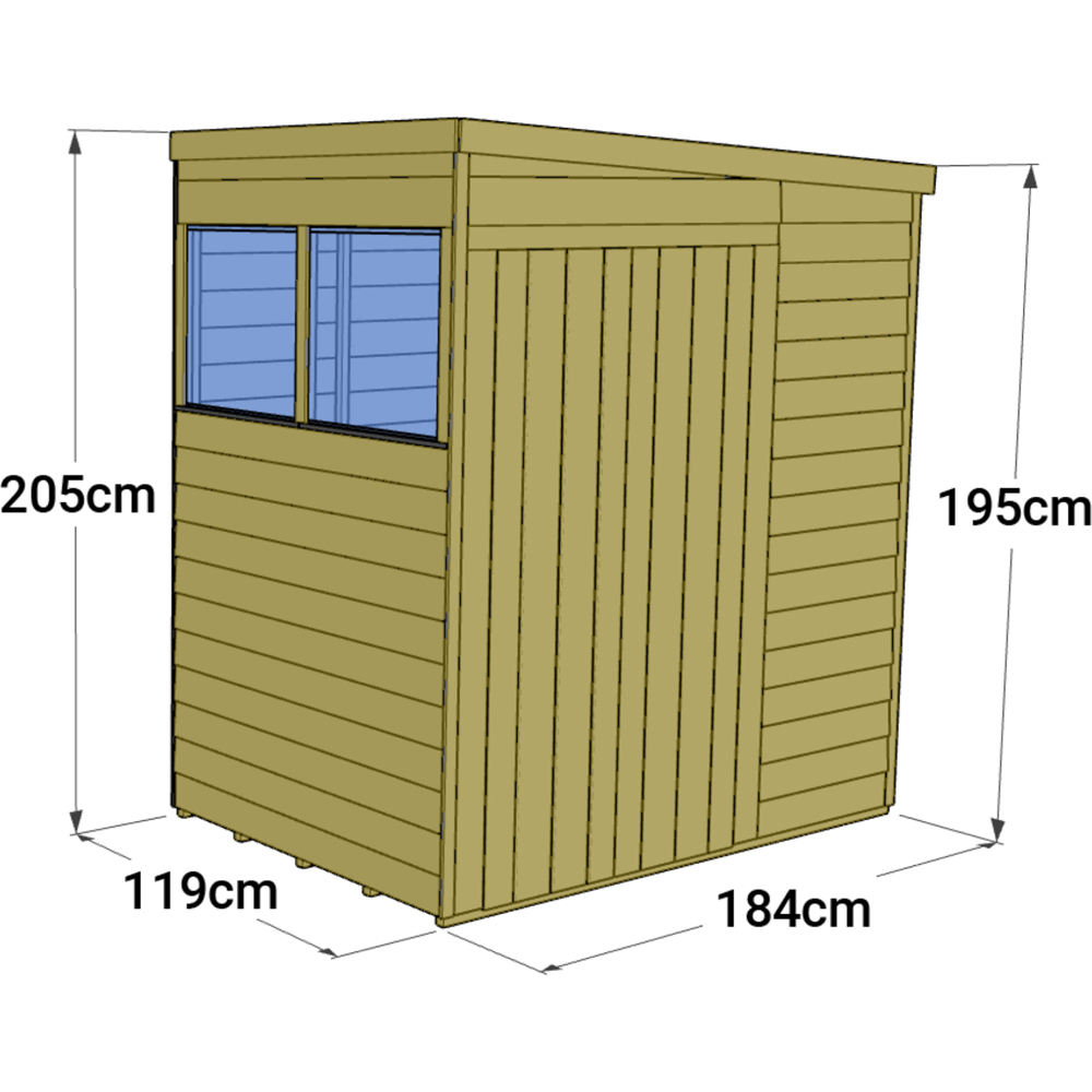 StoreMore 4 x 6ft Double Door Tongue and Groove Pent Shed with Window Image 4