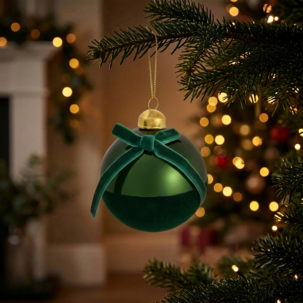 Flocked Bow Bauble Image 2