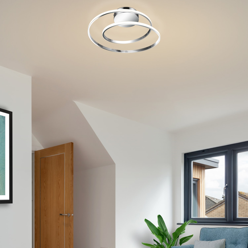 Cosylyte Alston 2 Ring Chrome Flush LED Ceiling Light Image 6