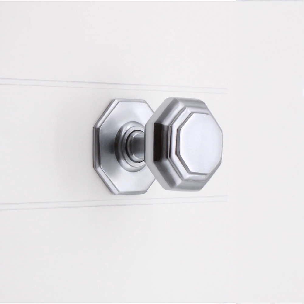 Spira Brass Satin Chrome Octagonal Centre Door Knob Image 2