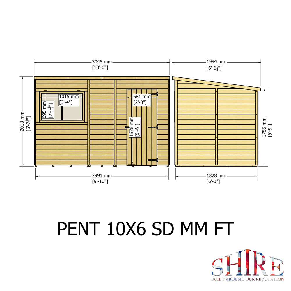 Shire GB 10 x 6ft Shiplap Pent Garden Shed Image 9