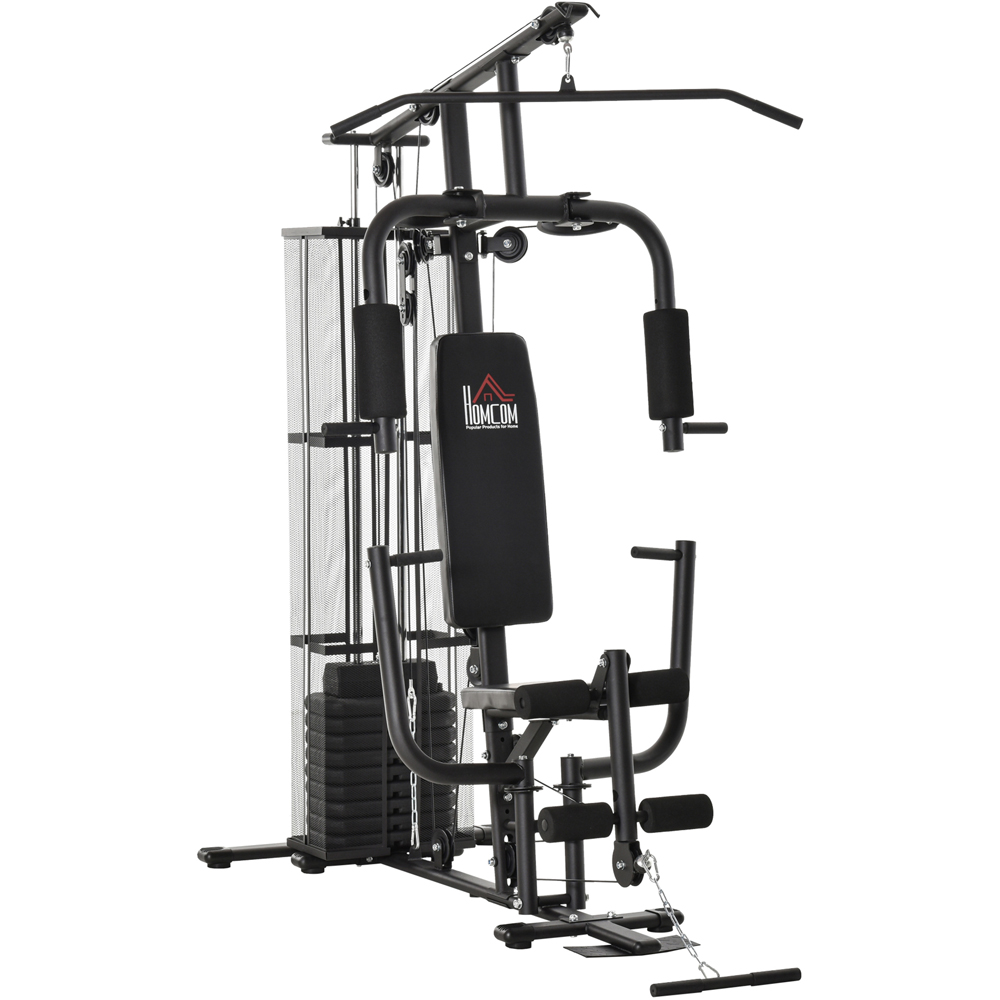 HOMCOM Multi Exercise Black Home Gym Workout Station Image 1