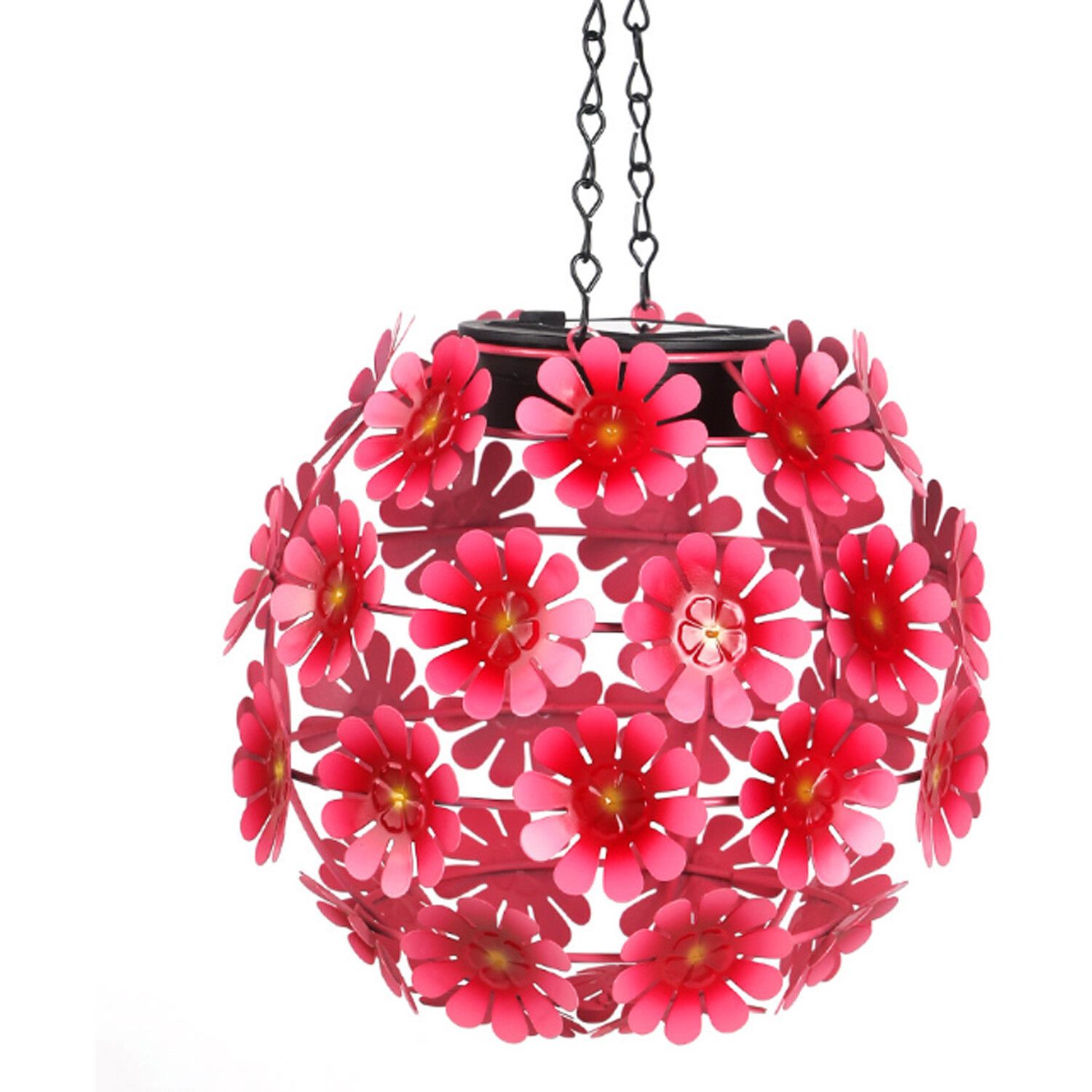 Flower Solar Hanging Ball Light Pink Image 2