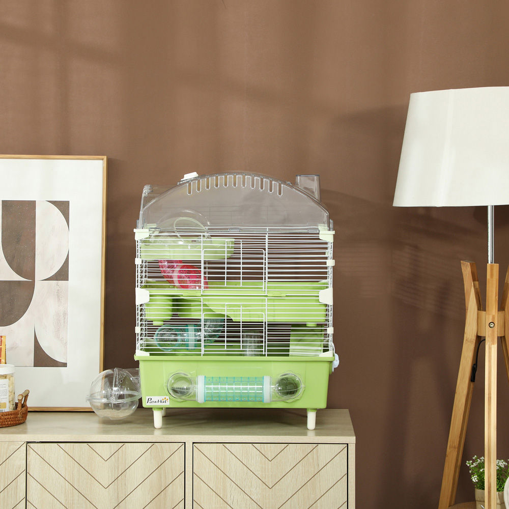 PawHut Green 3 Shelf Hamster Cage with Accessories Image 4